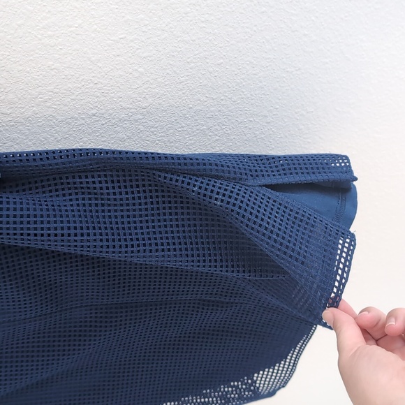 Akris Punto Navy Blue Short Sleeve Open Knit Blouse Sz 8 - Picture 7 of 13